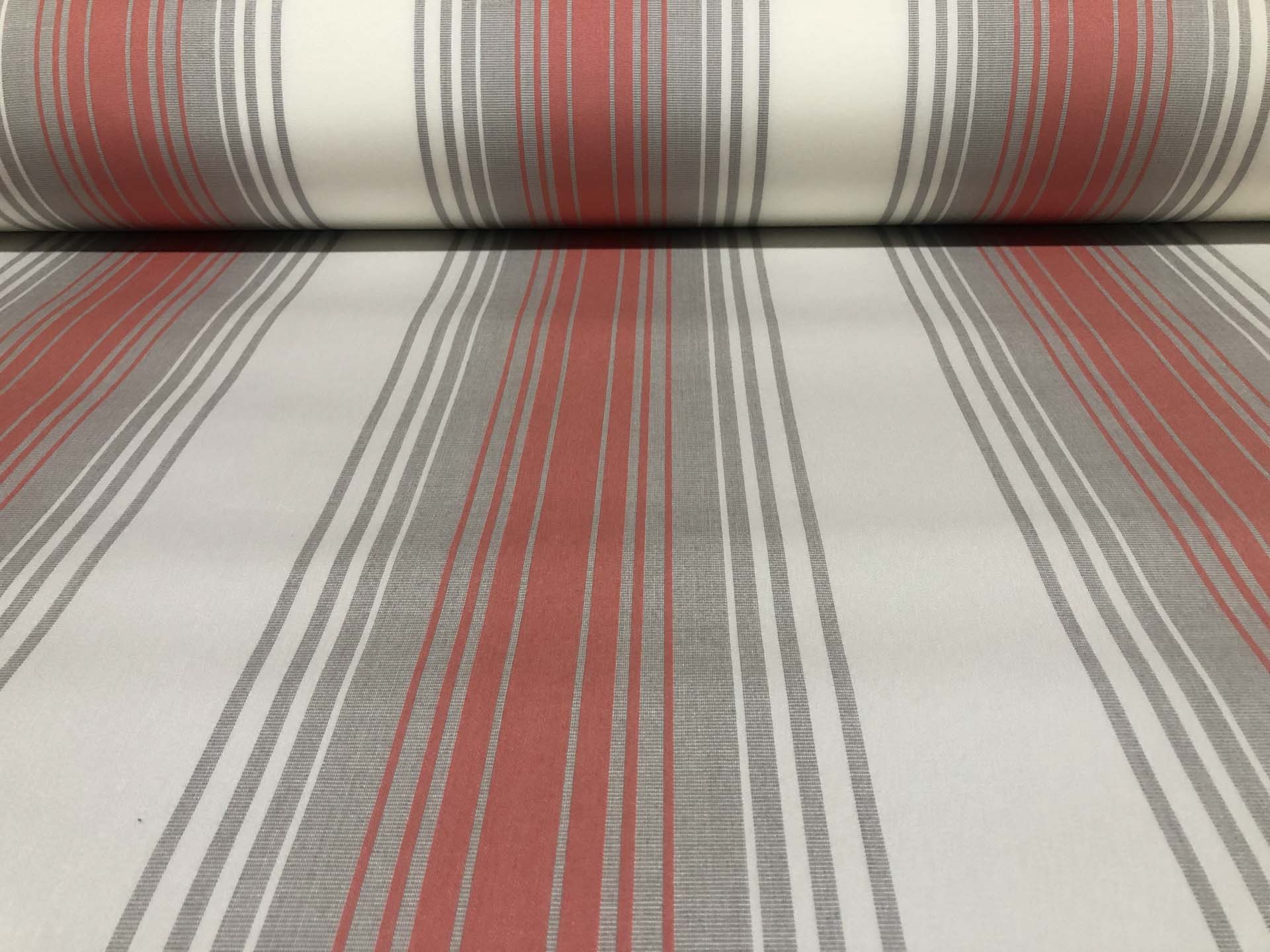 Fancy Rose Grey Stripe Awning Fabric